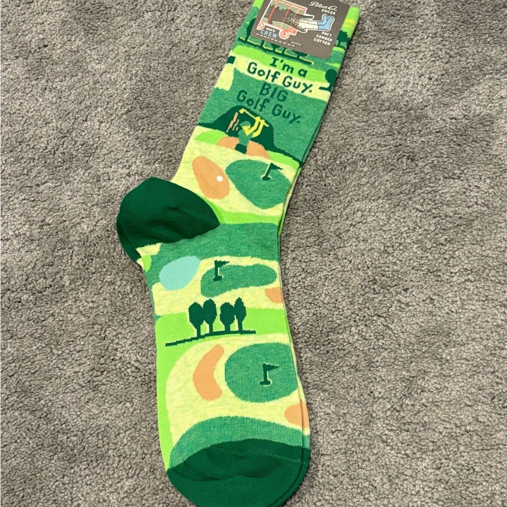 Blue Q Men's Crew Socks - Green Golf Theme